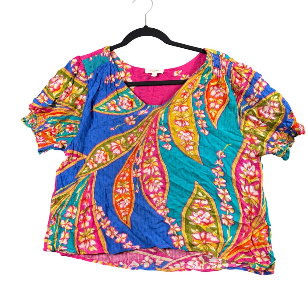 Haute Hippie Y2K Indie Boho Coquette Festival Psychedelic Puff Sleeve Blouse M
